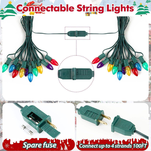 Luci a Stringa LED C7 25/50/100FT per Esterni Impermeabili Luci Natalizie Vintage con Lampadine Opache Infrangibili - Product Image 6