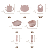Ensemble d'alimentation pour bébé en silicone sans BPA, tasse à nourriture pour bébé, cuillère à compartiments écologique pour enfants, bols à ventouse, assiette en silicone