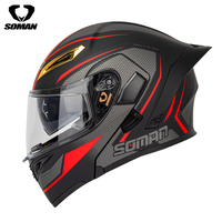 Casques de moto modulaires SOMAN SM955-S à visière relevable, logo personnalisé, double visière et spoiler arrière élargi, casques pour moto unisexes