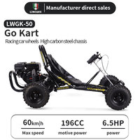 Cómodo Go Kart con Motor de 4 Tiempos y 212 CC, 6.5 HP, Arranque Manual/Eléctrico, Asiento Acolchado Grueso y Conducción Suave
