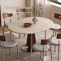 Table à manger extensible de style mi-siècle en pierre de quartz, pliable, pour petites maisons ; Table en bois massif de couleur crème de style mi-siècle