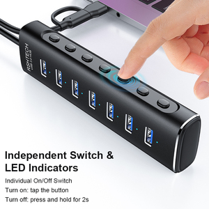 Rshtech USB HUB 3.0 7 cổng nhôm USB 7 trong 1 HUB với Power 12V2A Adapter USB Hub cho <span class=keywords><strong>PC</strong></span> máy tính xách tay - Product Image 3