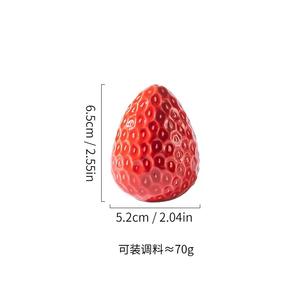 Ensemble de 6 bouteilles à épices en céramique sous-glaçure en forme de fraise pour la cuisine, pour l'huile, le vinaigre, le sel, le poivre, passe au lave-vaisselle, pour aliments - Product Image 4