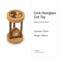 Juguete para Gatos de Corcho con Forma de Reloj de Arena, Bola de Madera Natural para Gatos de Interior, Juego Interactivo
