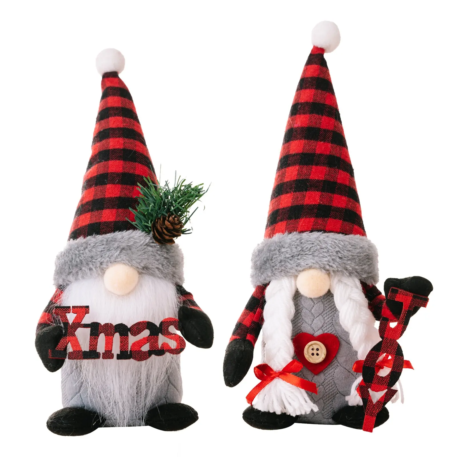 New Plaid Christmas Gnomes Plush Swedish Santa Winter Gnome Plush Elf Doll Xmas Dwarf Handmade Figurines Home Decoration