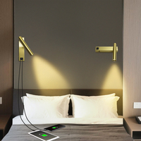 Applique murale à LED Lampes de lecture pour tête de lit Appliques murales rectangulaires avec USB-A ports Type-C Projecteurs directionnels réglables