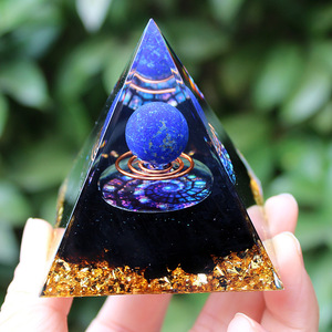 Pyramide en résine époxy Kogiya, boule de lapis-lazuli, décoration de maison, ornement de bureau, collection, cadeau - Product Image 1