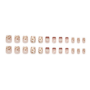 24 pièces imprimé <span class=keywords><strong>léopard</strong></span> oeil de chat français rouge ABS <span class=keywords><strong>Nail</strong></span> <span class=keywords><strong>Art</strong></span> tendance pour filles personnalisable faux ongles pour peau claire presse ongles pour doigts - Product Image 5