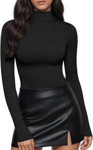 Body a manica lunga da <span class=keywords><strong>donna</strong></span> antipiega, a collo alto, con perizoma, top trendy autunnali per uscire, stile Y2K 2025 - Product Image 2