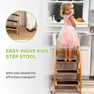 Wooden Learning Tower 11 Inch Wide Step Sit Stand <b>Stool</b> For Kids <b>Kitchen</b> <b>Helper</b> - Product Image 2