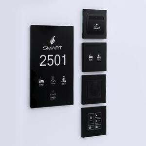 Fabricant <span class=keywords><strong>de</strong></span> verre trempé noir et blanc Smart Hotel LOGO/NUMBER/DND/MUR/LAUNDRY/CHECK IN LED Touch Doorplate System - Product Image 5