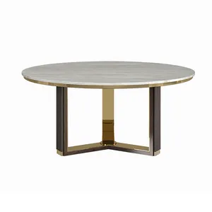 Oturma odası mobilya modern yemek masası seti 6 koltuklu yuvarlak lüks mermer taş yemek masaları