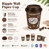 Vaso de Papel Kraft Ondulado Resistente al Calor, Libre de BPA, No Tóxico, de Grado Alimenticio Estándar, para Cafetería, Tienda de Bebidas y Comida, de la Marca Artisan Coffee Roastery