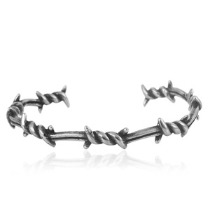 yunnique Pulsera Abierta Trenzada con Espinas, Plata Tibetana, Joyería Unisex, Diseño de Púas - Product Image 1