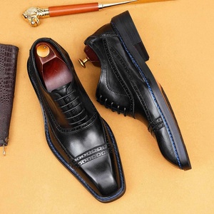 รองเท้าหนังแบบ Brogue สำหรับผู้ชาย หัวเหลี่ยม แบบผูกเชือก หนังแท้ พื้นยาง เหมาะสำหรับใส่ทำงาน ใส่ได้ทุกฤดู - Product Image 2
