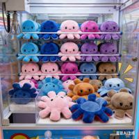Boneka Gurita Kartun Gemuk Bolak-Balik 8 inci, Mainan Hewan Boneka, Mainan Kartun Anime untuk Mesin Cakar