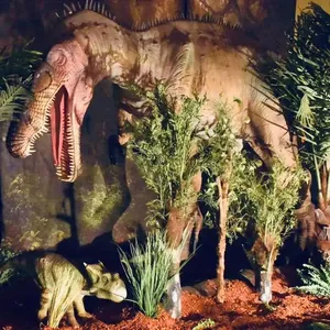 Dinosaurus animatronik animasi taman bermain hutan realistis profesional model ukuran penuh untuk dijual