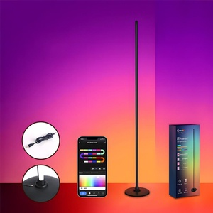 Modern RGB <b>Corner</b> <b>LED</b> Floor Lamp Smart App Remote Control Aluminum PVC Construction White Shade Colorful Atmosphere <b>Light</b> Indoor - Product Image 3