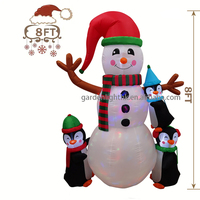 Bonhomme de neige gonflable de Noël LED extérieur alimenté par courant continu IP44, écologique, avec décoration pingouin, 2,4 m, pour pelouse/jardin/cours et fêtes