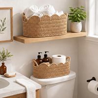 Paniers de rangement festonnés en corde de papier, paniers décoratifs en rotin pour étagères, placards, linge, serviettes, jouets et organisation