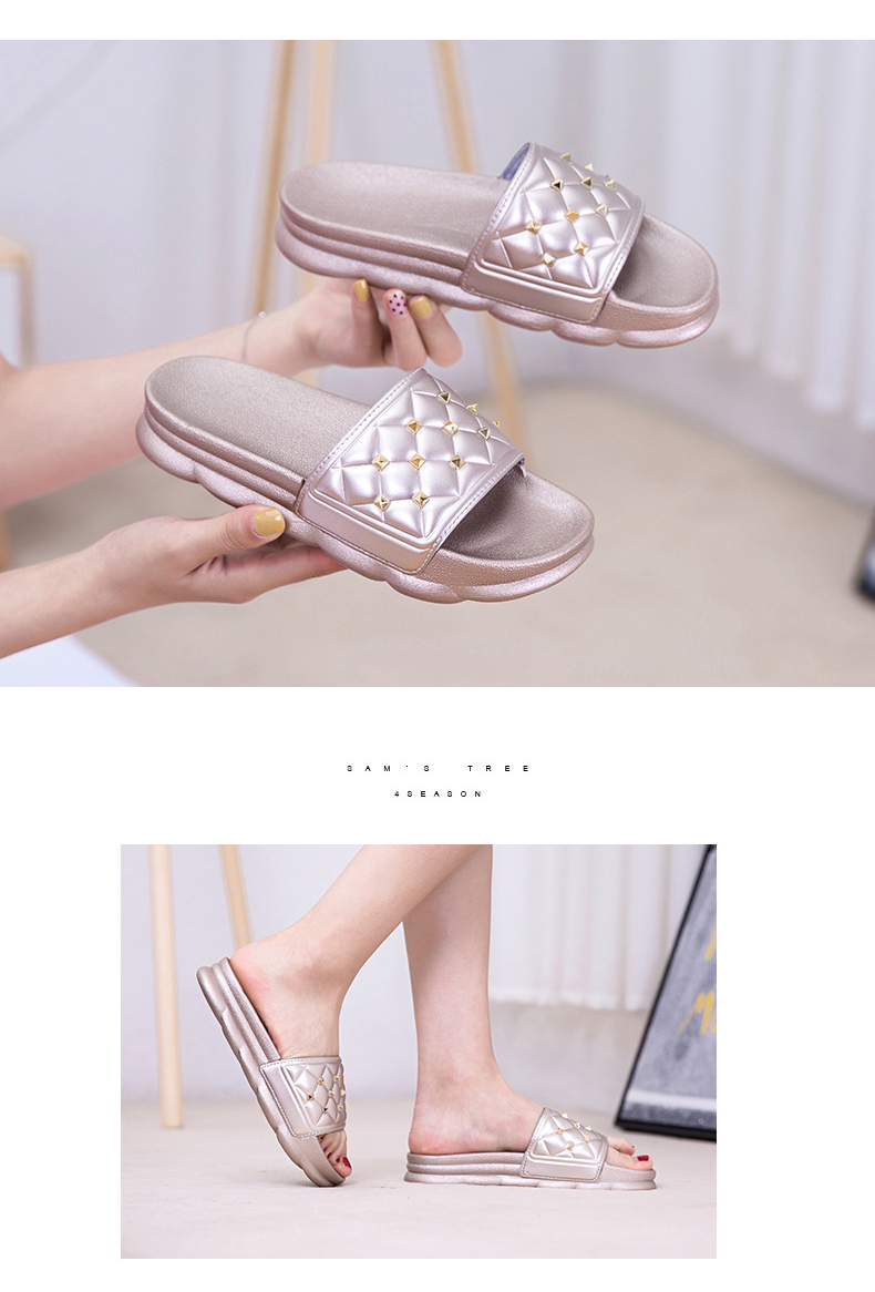 Fashionable Sandals Slippers Riveted Casual High Heels Platform Sandals for Women