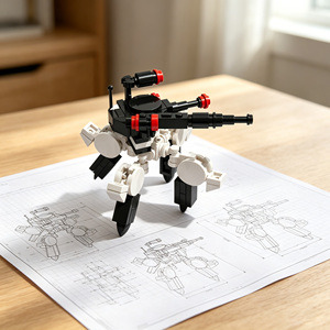 80Pcs DIY Four‑Leg Cannon Spider Mecha Robot Building <b>Blocks</b> Bricks Set Educational STEM Construction Assembly Toy Kit - Product Image 3