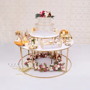 新设计金色不锈钢婚礼自助餐桌