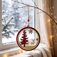 Décorations de Noël rustiques en bois en gros, ornements suspendus de bonhomme de neige style ferme, découpés au laser sur mesure, décorations de vacances OEM