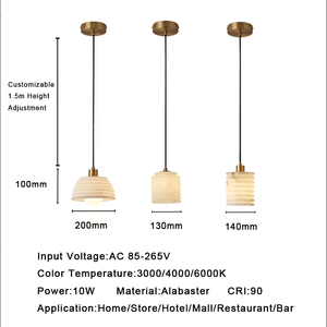 Lustre sophistiqué en albâtre blanc, suspension cylindrique en marbre à bords nettes <span class=keywords><strong>pour</strong></span> chambre, restaurant, bar - Product Image 6
