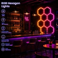 Plafonniers hexagonaux à changement de couleur avec mode RGB dimmable pour gymnase et garage d'atelier en combinaison créative à 5 grilles