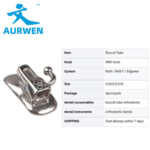 AURWEN Tube buccal orthodontique dentaire non convertible, adhésible, pour 1ère molaire (6e molaire), en acier inoxydable dur 17-4. - Product Image 2
