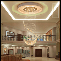 Suspension pour Foyer Salle À Manger Escalier Hall Longue Spirale Perle Glands Cristal Boule Ronde Plafonnier Boule