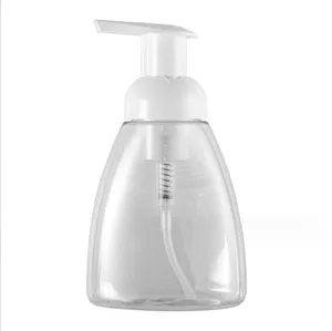 Stock 220ml press type mousse bottle transparent triangle face cleaning foam bottle press type transparent hand sanitizer flask