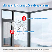Capteur de porte et de fenêtre 2-en-1 120 dB avec détection de vibrations, alimenté par batterie, alarme de sécurité domestique, appareils intelligents pour la maison