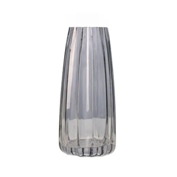 Groothandel Florero De Cristal Nordic Bruiloft Tuin Home Decoratieve Creative Ronde Moderne Grey Crystal Glas Pot Bloemenvaas