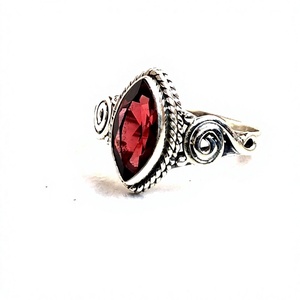Bague d'anniversaire pour femme en pierre naturelle grenat facetté forme marquise, bijoux fins en pierres précieuses, argent sterling massif 925, vente en gros - Product Image 3