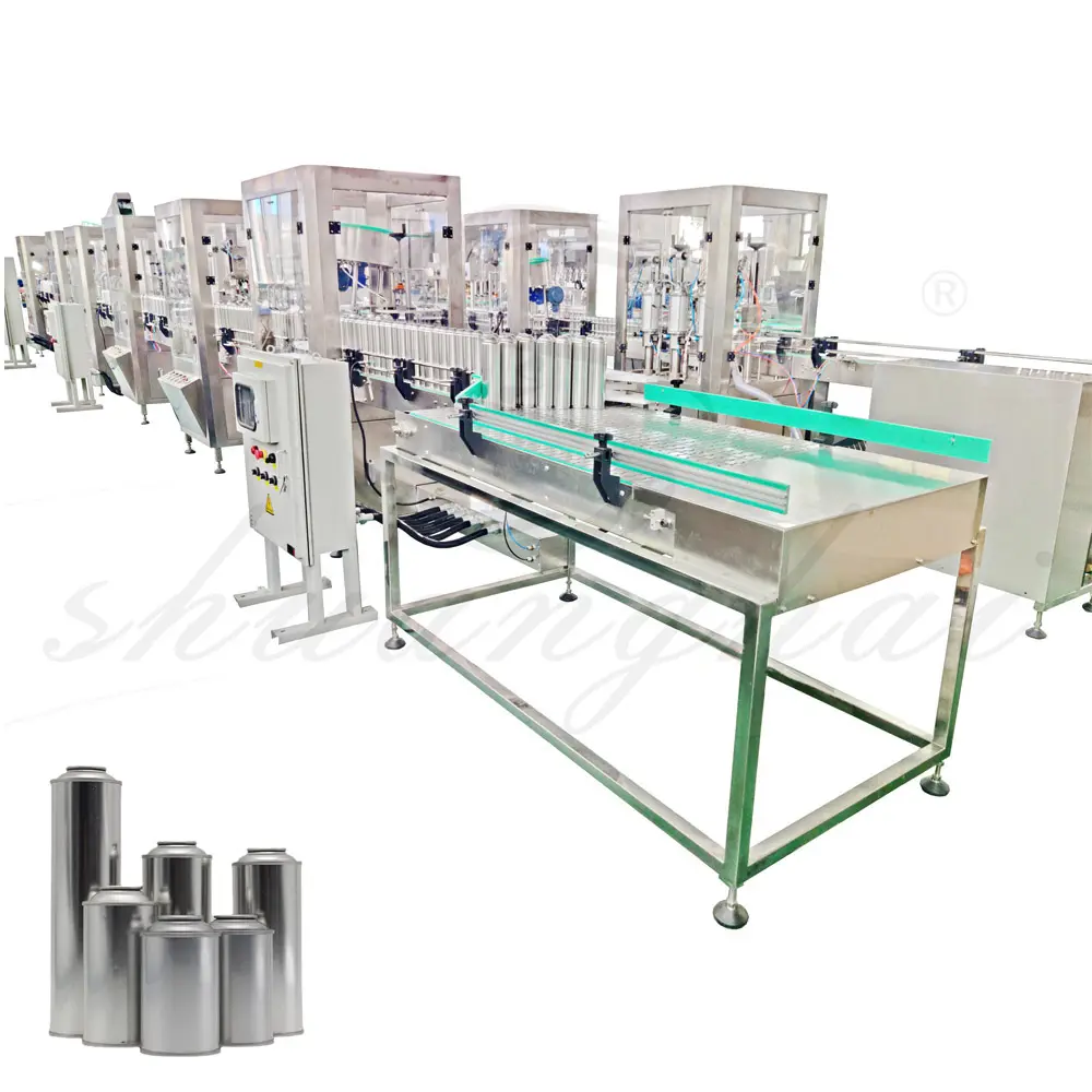Aerosol Automatic Solution Spray paint Tin cans filling machine production line for small business
