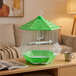 Round Hanging Decor Bird Cage Rust Proof Wire <b>Mesh</b> Indoor Outdoor Canary Display Cage - Product Image 1