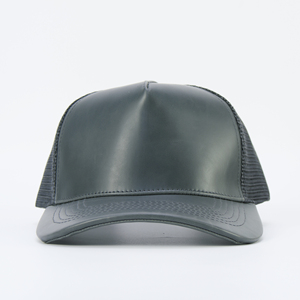 Custom Logo Casual Unisex Mesh Caps 5 Panels Laser Engraved Pu Leather Blank Laserable Leatherette Trucker Hat