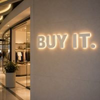 Letras 3D con Canal, Letrero Personalizado con Retroiluminación de Titanio Cepillado para Tiendas, Logotipo LED con Halo de Acero Inoxidable para Negocios
