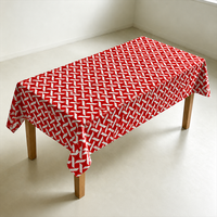 Nappe de table rectangulaire moderne en PEVA, motif losanges rouges et blancs, 90x132 pouces, imperméable, écologique, anti-taches, pour jardin extérieur