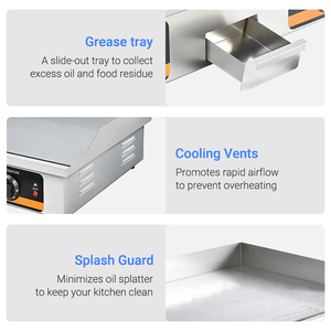 Plancha de Cocina Comercial para <span class=keywords><strong>Restaurante</strong></span>, Parrilla Eléctrica de Acero Inoxidable de 4400W con Control de Temperatura - Product Image 4