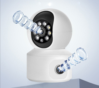 Caméra IP WiFi double objectif double écran, moniteur bébé, caméra de sécurité domestique PTZ avec suivi automatique, surveillance vidéo CCTV