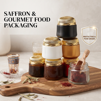 Pot de rangement en verre à rayures verticales multi-usages, couvercle doré côtelé de luxe, vide, pour crème faciale, masque, bakhoor, safran, dattes