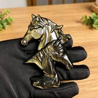 Figurines en obsidienne naturelle dorée et argentée en gros : loup, cheval, sirène, ange sculptés pour la décoration intérieure et la collection