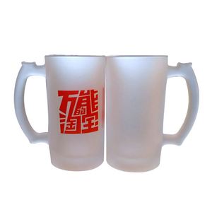 Verre à bière givré personnalisé de 16 oz avec poignée, logo sur mesure, vente en gros - Product Image 2