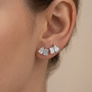Starsgem Toi Et Moi Earrings Emerald Cut Lab Grown diamond 10K White Gold Stud Earrings Women's Anniversary - Product Image 6
