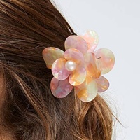 Pince à cheveux requin en PVC faite à la main avec perles et fleurs pour femme, idéale pour l'automne et l'hiver, pour queue de cheval ou chignon – Vente en gros