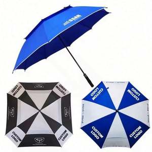 Parapluie de golf droit double couche de 30 pouces, grand format, coupe-vent, entièrement automatique, avec logo personnalisé imprimé en sérigraphie - Product Image 3