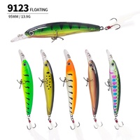 Leurre de pêche Bionic Minnow avec hameçon triple à plumes 95mm 13.9g, appât artificiel dur pour la pêche au poisson